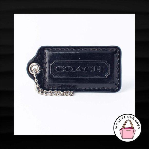 2.5" Large COACH BLACK PATENT LEATHER KEY FOB BAG - Picture 1 of 1